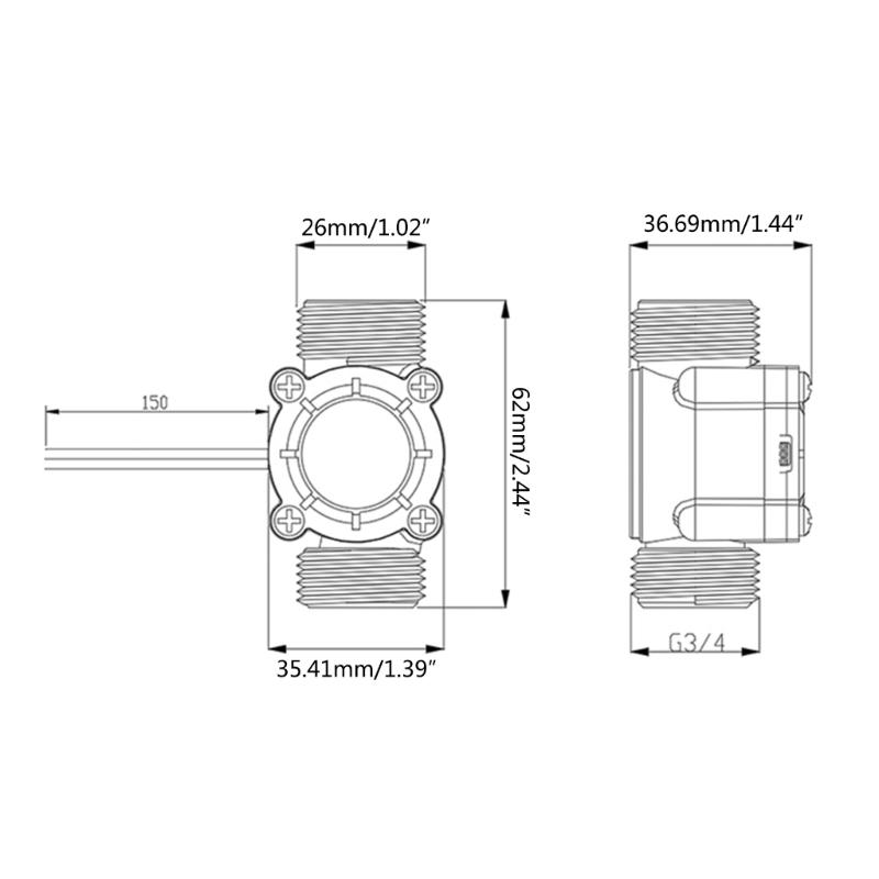 DN20 Water Flow External Thread Water Sensor Liquid Flowmeter Water Fluidmeter for Water Heater Pool