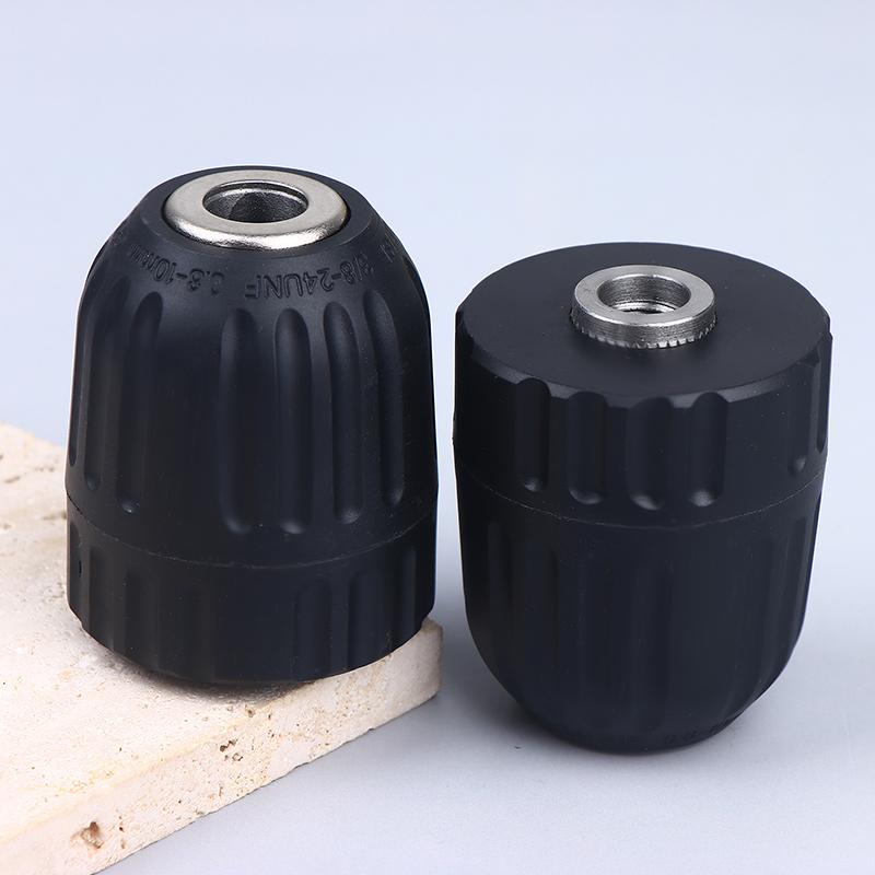 1Pcs 0.8-10Mm Keyless Drill Chuck 3/8" To 24Unf Thread 1/4" Hex Shank Quick Change Adapter Steel Quick Connection