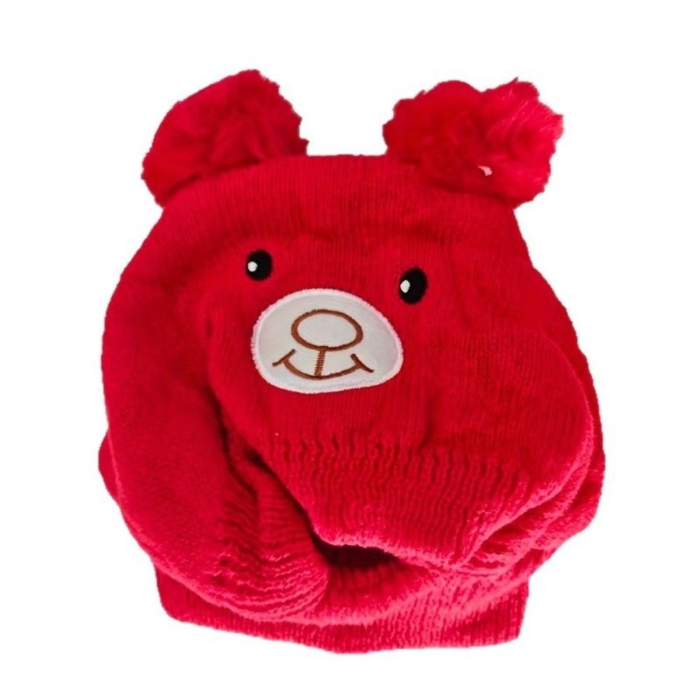 Soft Knitted Dog Ear Scarf Cute Bear Ears Cotton Knitted Pet Hat Non-Slip Snug Fit Velvet Material Dog Headgear Autumn Season
