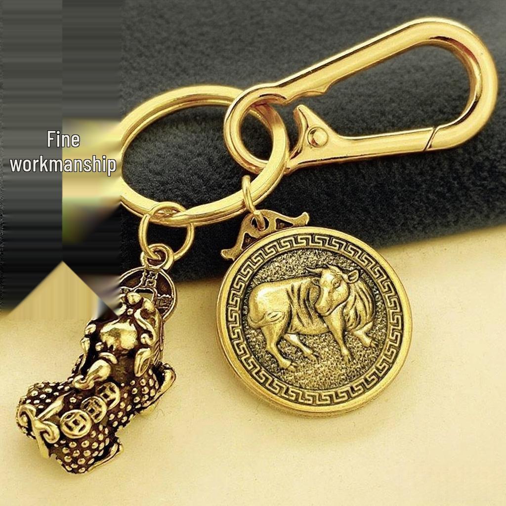 Fortune Keychain: Wealth-Attracting Pixiu & Zodiac Pendant for Road Safety