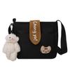 Korean Style Canvas Crossbody Bag for Women, Minimalist Small Shoulder Purse, Soft Cotton Square Bag with Magnetic Closure KTB