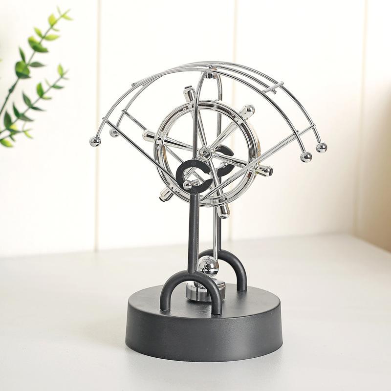 Three Small Ball Permanent Motion Instrument Model Plastic Electromagnetic Pendulum New Strange Home Crafts Decorative Ornament Gifts Rudder type