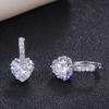 Silver Multi Color Heart CZ Hoop Earrings Halo Pave Crystal Leverback Heart Drop Earrings Women Multicolor Love Jewelry