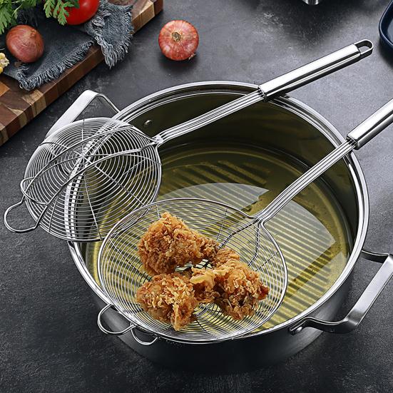 Stainless Steel Slotted Spoon Large Mesh Strainer Ladle for Frying Steaming Hot
