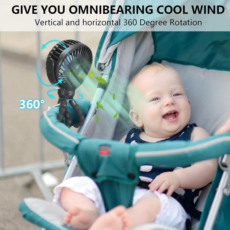 Portable Small Fan With USB Charging Capable Of Winding 360 Degree Rotating Octopus Fan Suitable For Outdoor Baby Strollers
