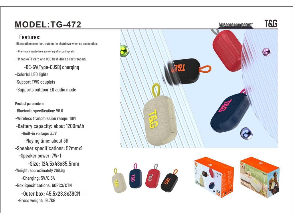 Neuer TG472 Wasserdichter Bluetooth-Lautsprecher - Tragbares Outdoor-Geschenk mit TWS, Kartensteckplatz und Subwoofer