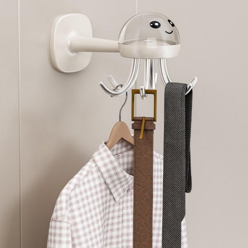 Kreativ blekksprutstil roterende krok vegg selvklebende hengestativ oppbevaringskrok