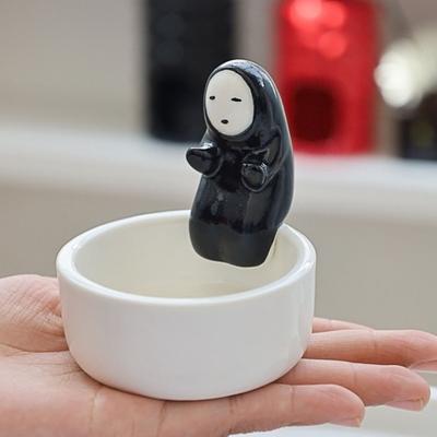 Yousheng Faceless Man Candle Holder Cartoon Tealight Candle Holder Handcrafted Ceramic Tealight Holder for Home Bedroom Decor Anime Fans Gift