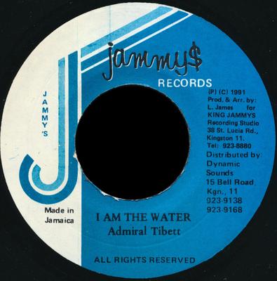 7inch Record ADMIRAL TIBET - I Am The Water NONE Jammy's Records 1991 Jamaica Reggae, Ska & Dub Used