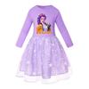Kids Girls Anime Cartoon POP Singer Super Star Rumi Zoey Mira Print Mesh Rainbow Round Neck Casual Cotton Dress