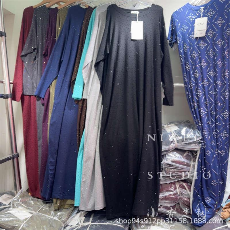 Spring/Summer Elegant Rhinestone Beaded Long Sleeve Bodycon Dress One Size чёрный