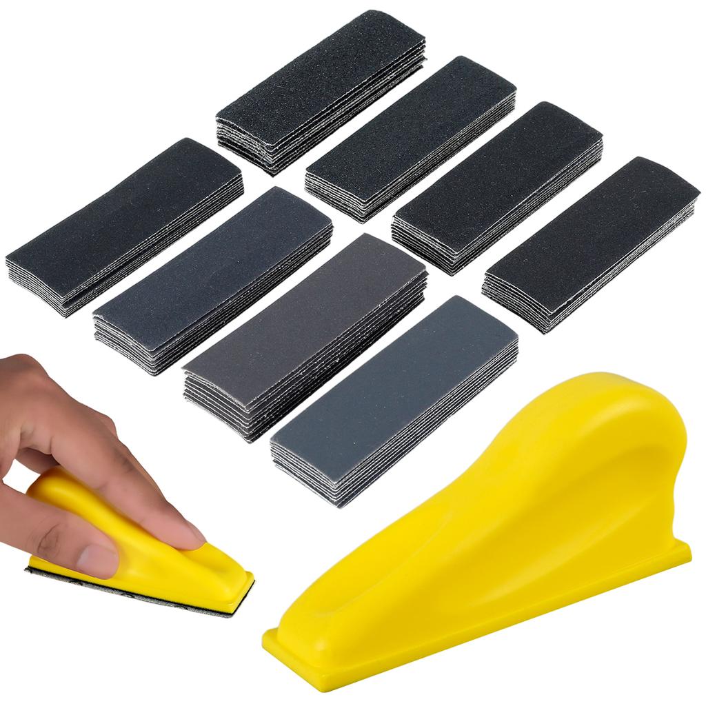 80PCS Mini Sander Kit 80-800 Grit Micro Sanding Tool Manual Grinding Wet and Dry Sandpaper Small Space Detail Polishing