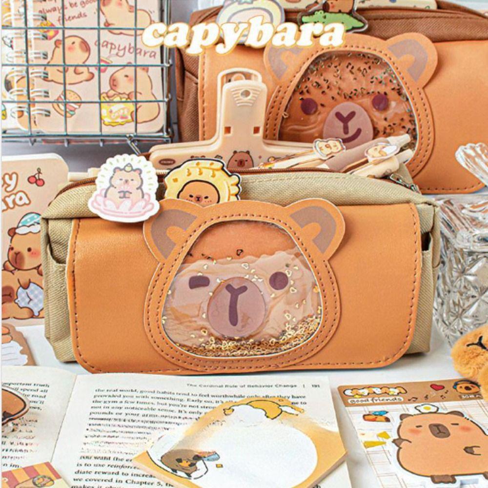

Cartoon Glitter Pen Case Large Capacity Capibara Pencil Pouch Niche Capibara Pen Bag Girls style 2