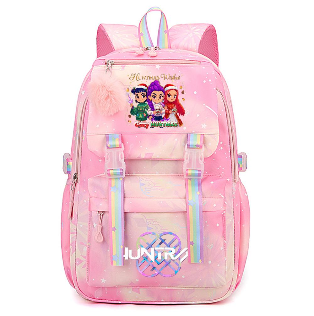 Cartoon Weihnachten KPop Dämonenjäger Bedruckter Rucksack mit großem Fassungsvermögen, wasserdicht, für Teenager, Schüler, Mädchen, Jungen, Schultasche, Bücherrucksack, Damen, wasserdichte Reisetasche