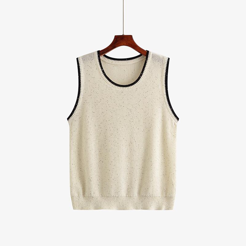 

Плюс Размер Женская Дизайнерская Безрукавка Верхняя Одежда С Бисером Внутри Трикотажный Жилет XXXL абрикосовый