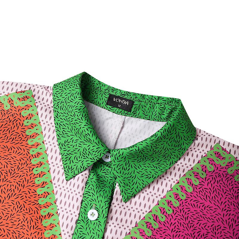 Rochii Maxi Casual Largi cu Imprimeu, Mânecă Lungă, Guler Rever, Mărimi Mari pentru Femei, Kaftan