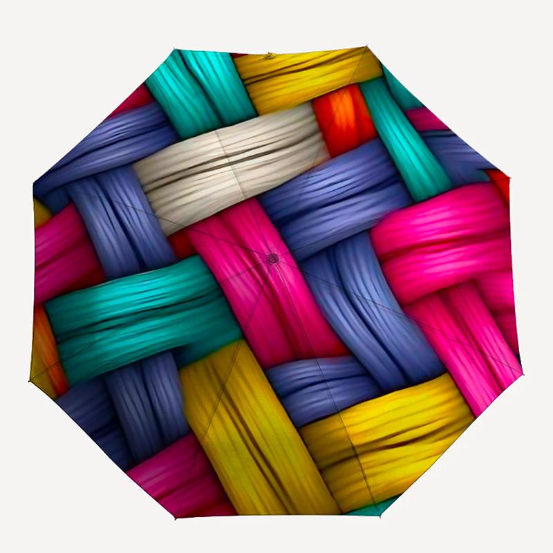 1pc Colorful Weave Pattern Folding Umbrella | Elegant Design, Fashionable Accessory, Durable Construction, Sturdy Ribs yy251107072