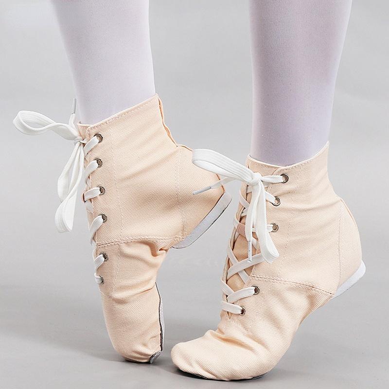 Damen Tanzschuhe Schwarz Rot Weiß Grün Elfenbein Khaki Rosa Blau Athletic Damen Jungen Mädchen High Help Canvas Jazz Tanzschuhe