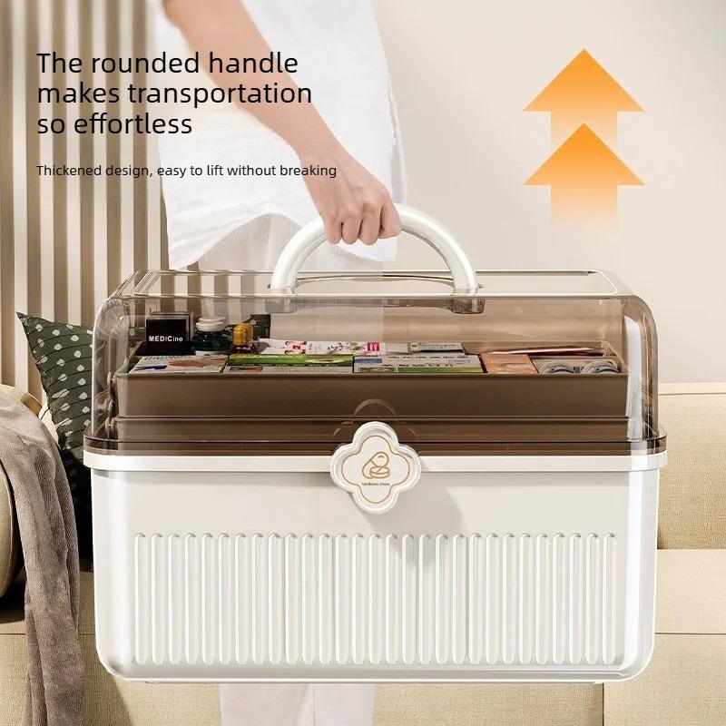 3 Layers Large Capacity Family Medicine Organizer Storage Box Portable First Aid Kit Medicine Container Emergency Pharmacy Box