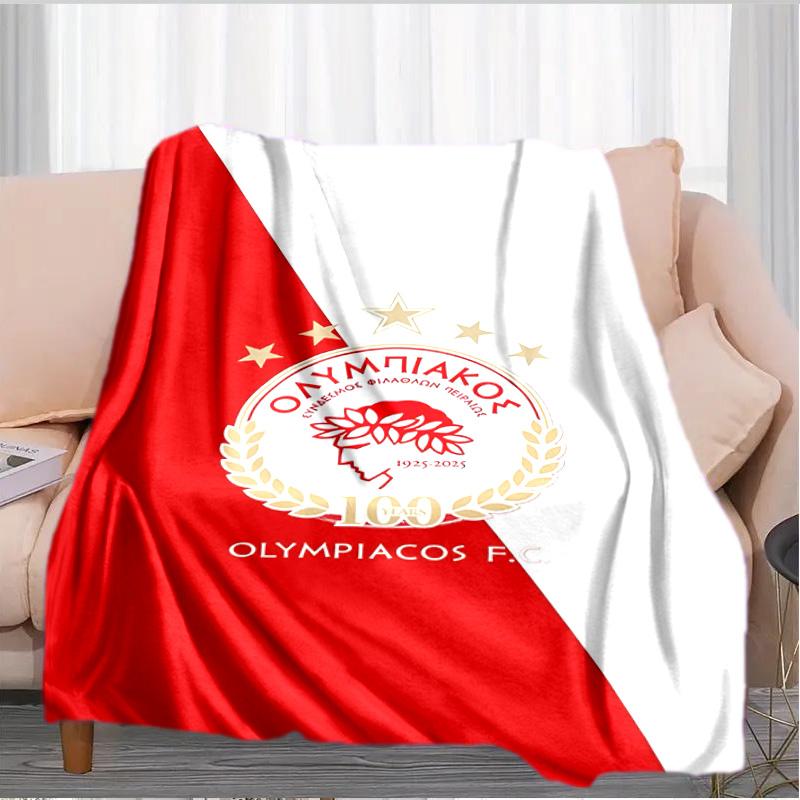 Coperta con Stemma Olympiacos FC Adatta per Divani, Letti, Uffici e Campeggio - Regalo Perfetto per Halloween Natale