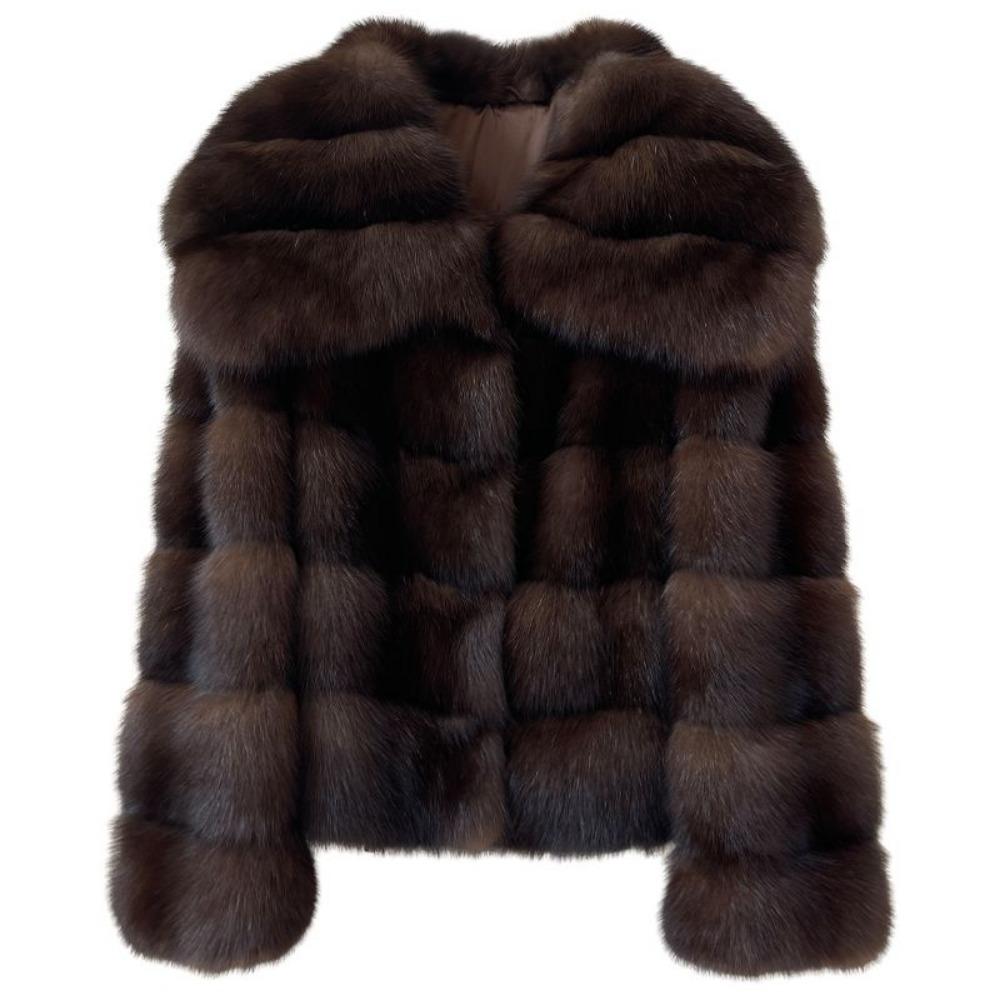 Big Lapel Purple Mink Coat Winter Thickened Young Short Environmentally Friendly Fur Coat Women's New