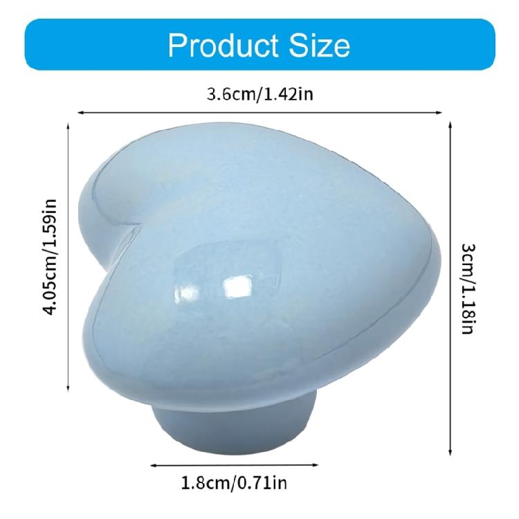 3pcs Charming Ceramic Heart Cupboard Pulls Kids Friendly Easy To Install Decorative Drawer Handles for Nursery & Home