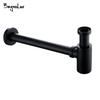 Wash Basin Bottle Plumbing P-Trap Bathroom Sink Siphon Drain Sewer Pipe Kit Luxury Matt Black High Quality Brass Body