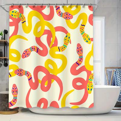 Colorful Snake Pattern Shower Curtain Waterproof Bath Decor Pink Yellow Red Purple Design Modern Bathroom Accessories 180X240Cm