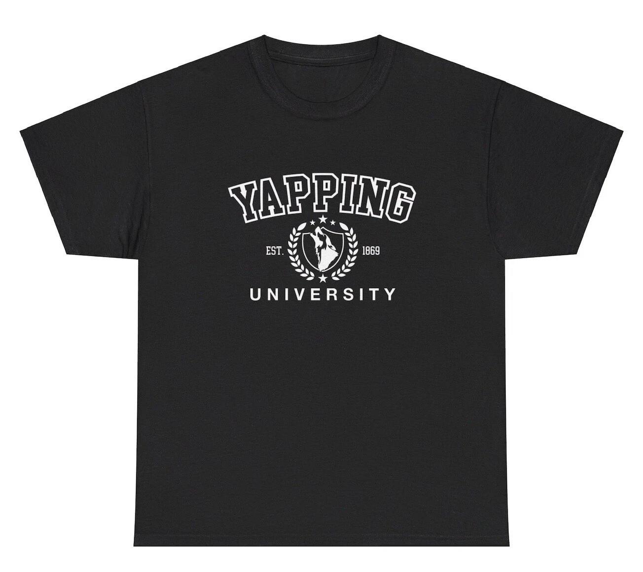 Yapping University TShirt Funny Yapper Extrovert Varsity College Style Silly Tee S