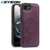 KEYSION Luxuriöse Retro PU-Lederhülle mit MagSafe für iPhone 17e 16e Magnetische stoßfeste Handy-Rückseite für iPhone 16e 17e 2026