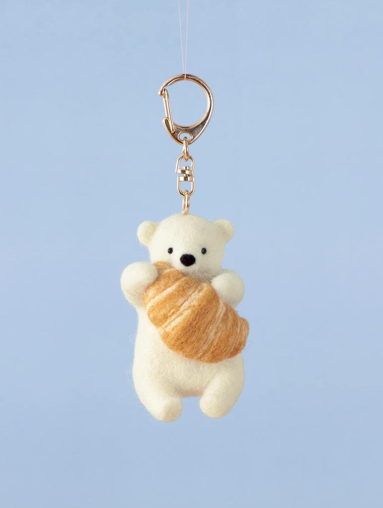 Hamanaka Felt Animal and Snack Mascots Made with Felted Polar Bear and H Kit Wool, Croissant, 441-605