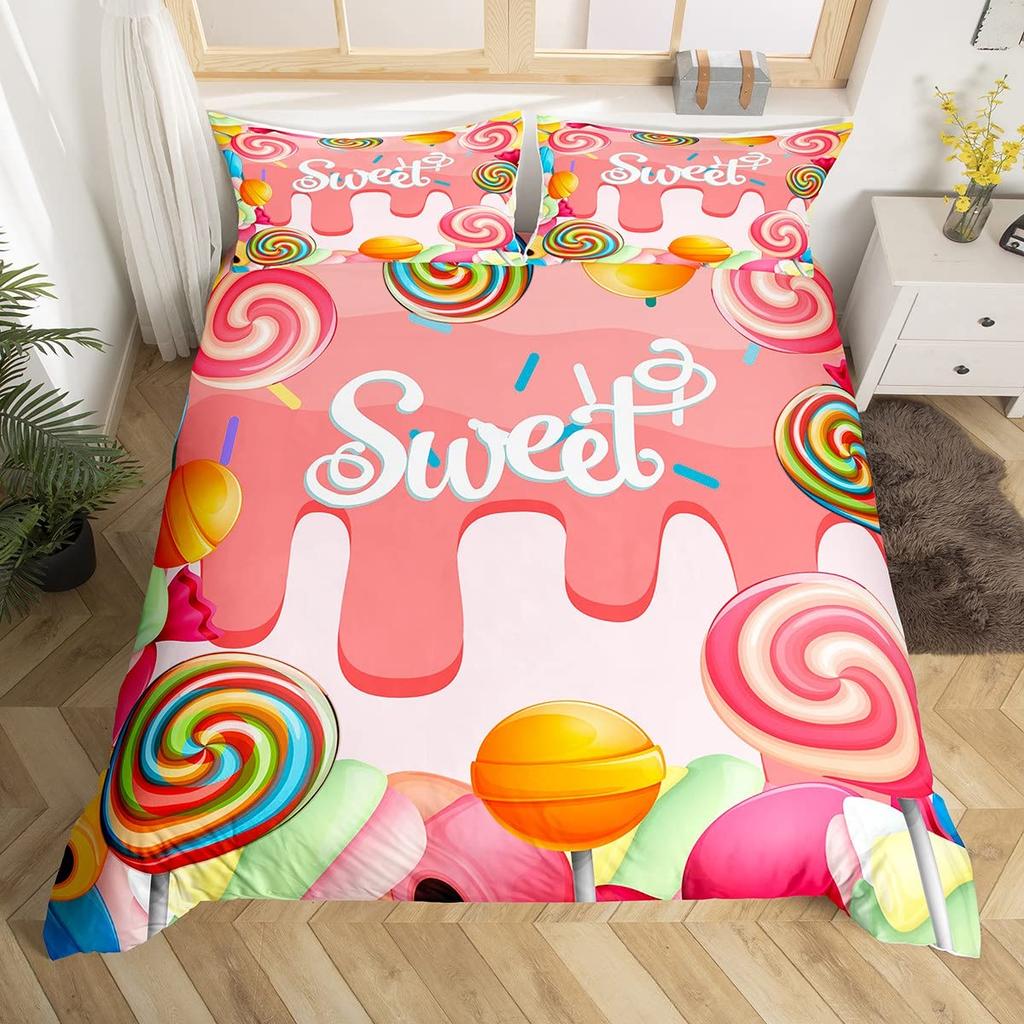 Candy Duvet Covers For Kids Boys Girls Queen King Size Lightweight Down Room Decor 2 Pillowcases And 1 Duvet Cover No Comforter