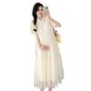 2026 Korean Style Summer Mesh Patchwork Maternity Dress