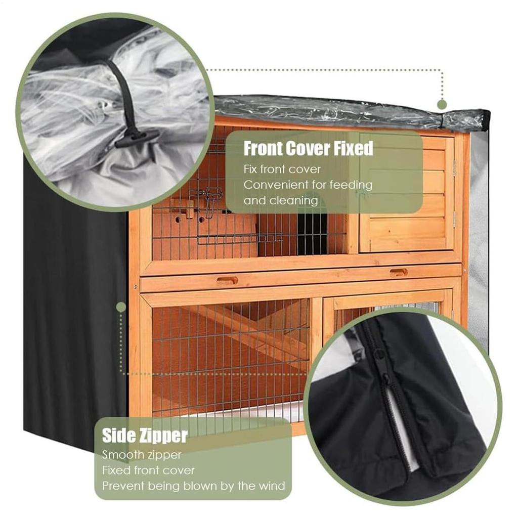 Double Rabbit Cage Dust Cover Oxford Cloth Outdoor Crate Cover Zippered Rabbit Habitat Waterproof Pet Winter Protection Supplies