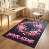 Floral Garden Theme Crystal Velvet Rug Personalized Custom Name Text Soft Floor Mat Home Decor