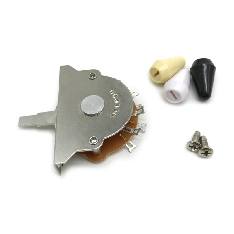 5 Way Short Straight Guitar Toggle Switch Pickup Selector with Black/White/Yellow Tip Knobs Caps for Electric Guitars
