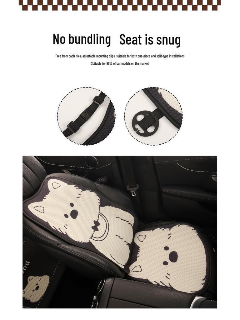 West Highland Cartoon Ladies Car Seat Cushion for Volkswagen Golf, Sagitar, Tayron, and T-Roc - All Seasons.