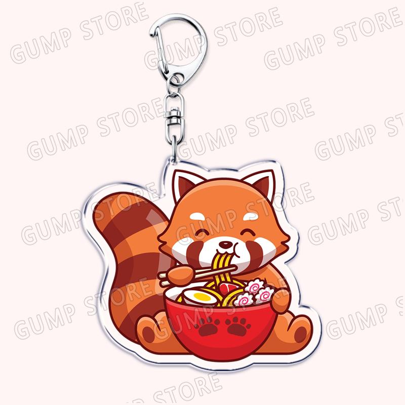 Hot Red Panda Eating Ramen Keychains for Accessories Cant Hear You Im Gaming Keyrings Jewelry Fans Friends Gifts