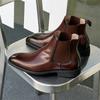 Fashion Fashion Men Casual Leather Chelsea Boots Classic Mens Casual Dress Business Shoes Comfortable Men Ankle Boots Male Slip on Botas