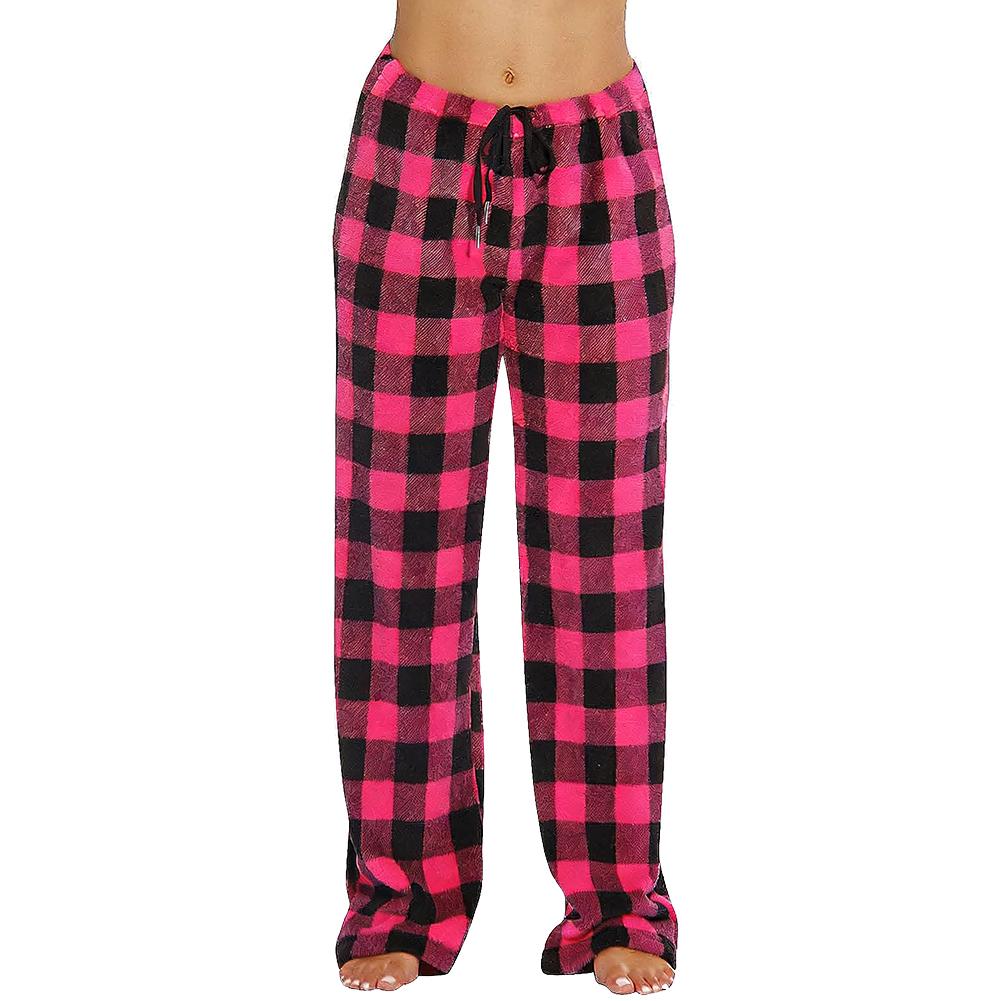 

Flannel Plaid Fleece-lined Drawstring Casual Pants L