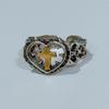 Jun'an Adjustable Heart-Shaped Gold Cross Ring