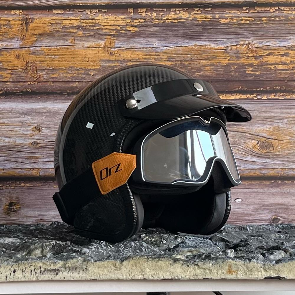 ORZ-700-DOT Approved Real Carbon Fiber 3/4 Motorcycle Helmet Wear Resistant Comfort Liner Daily Commute Cruiser Riding Gear