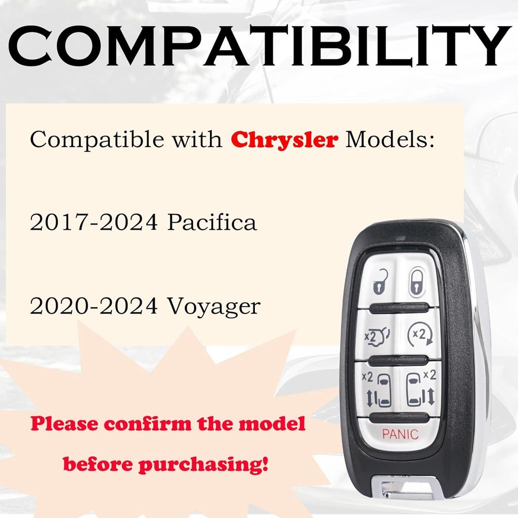 Key Fob Replacement Fits for Chrysler Pacifica 2017 2018      2024 Voyager -2024 Proximity Smart Keyless Entry Remote Control M3N-97395900 68217832AC