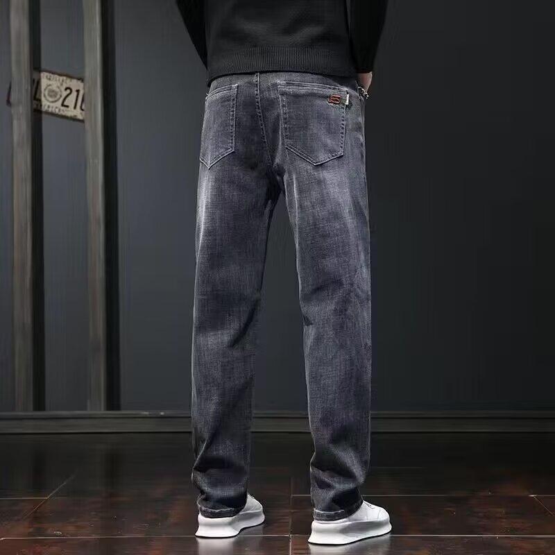 Light luxury jeans men's spring and autumn new trousers elastic loose versatile straight pants business casual pants men