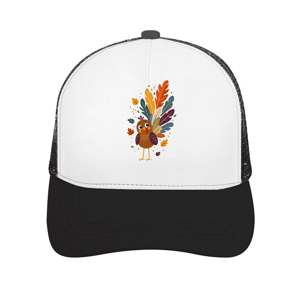 Whimsical Thanksgiving Bird Feather Mesh Baseball Cap Casual Hat Outdoor For Womens Unisex FeUnisex