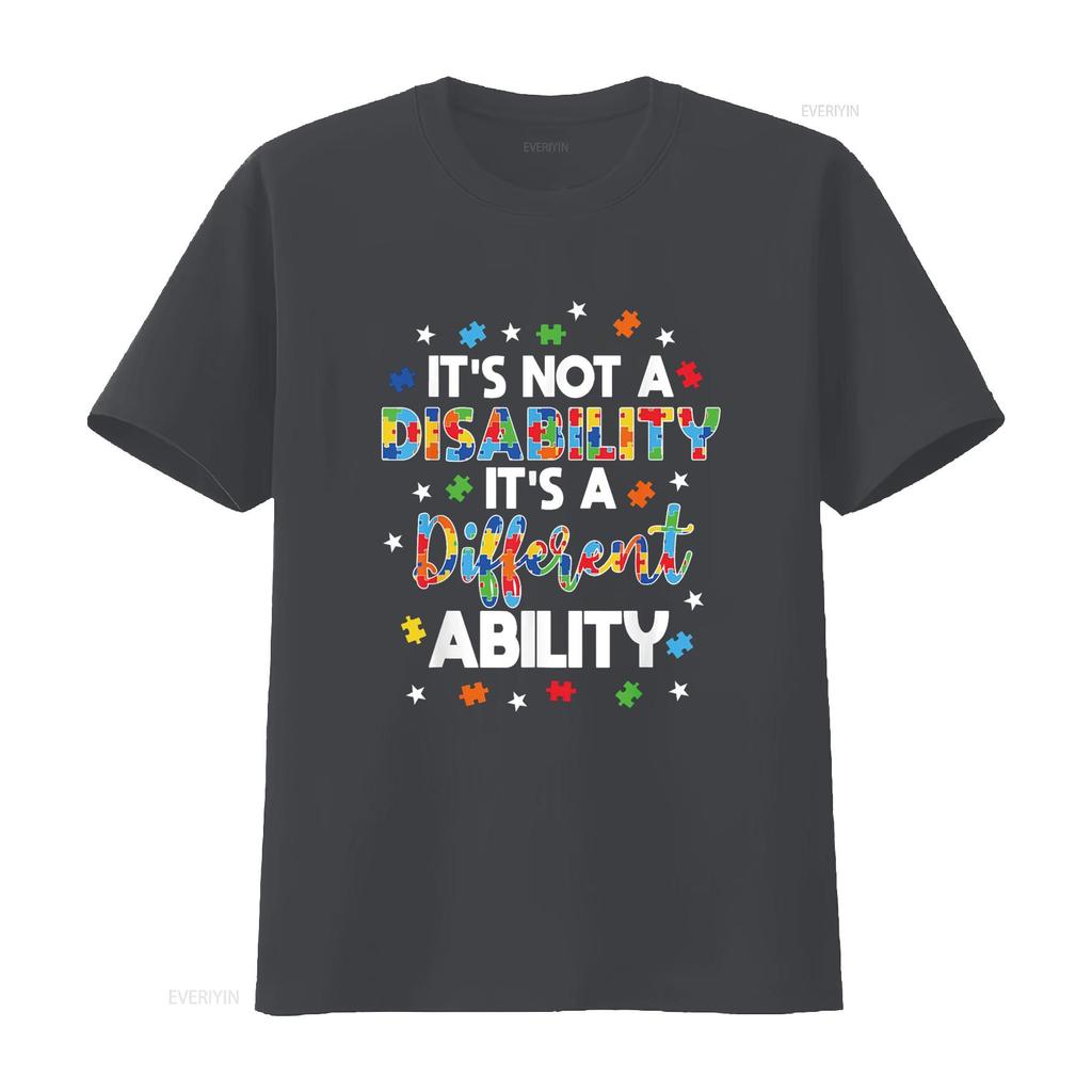 It S Not A Disability Different Ability Autism T Shirt Vintage Washed Slightly Casual Fashion Homme Soft Stretched Streetwear