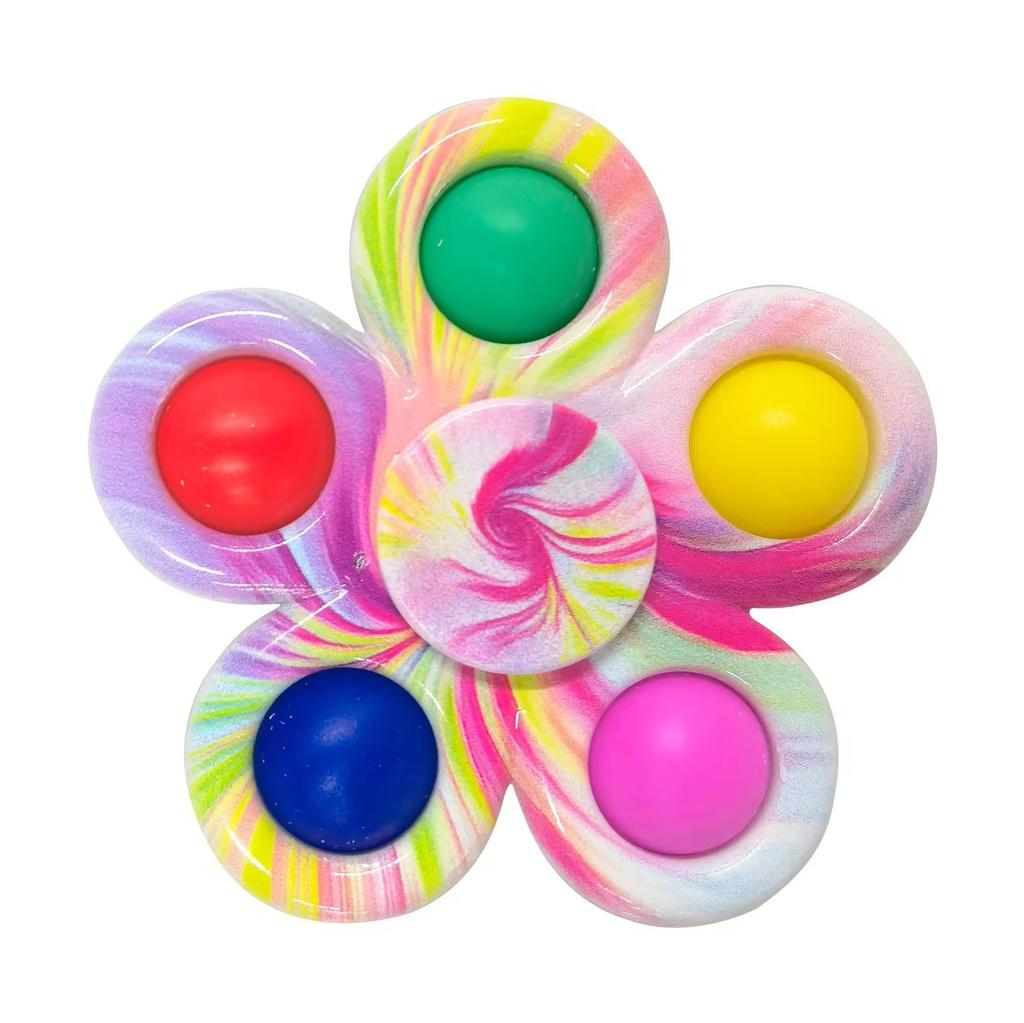 Non-Toxic Fidget Spinner Sensory Pops Finger Toys Tie Dye Simple Push Bubble Hand Spinner For Adhd Autism Anxiety Stress Relief Gifs