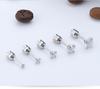 Mixed Round Zirconia Stud Earrings Set, Stainless Steel, Four-Prong Design.