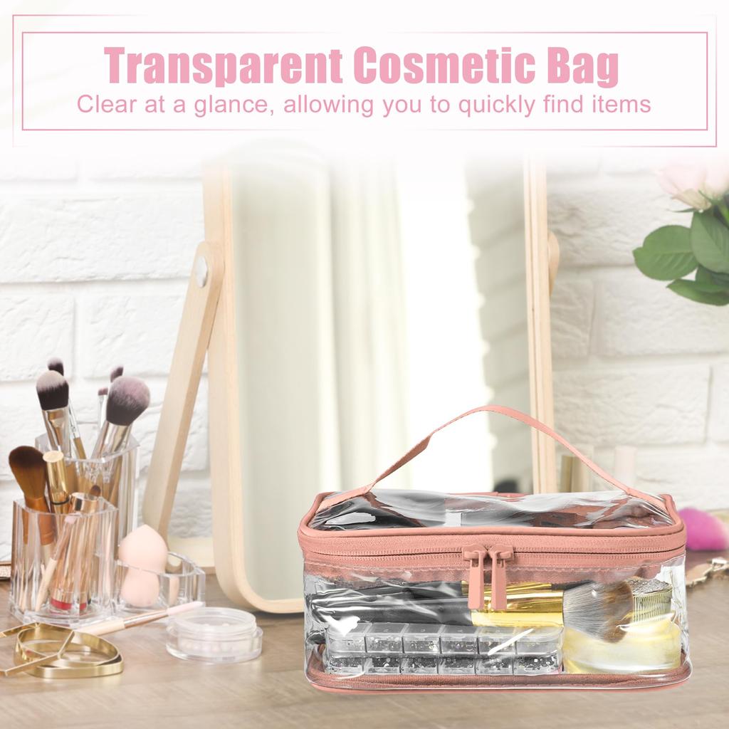 VOCOSTE Clear Makeup for Available in Black and Cherry Blossom Bag, Waterproof, Transparent, Travel, 2-Pack,