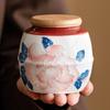 Creative Ceramic Peony Tea Canister Small Portable Candy Nuts Coffee Bean and Herb Storage Jar Moisture-Proof Sealed Container